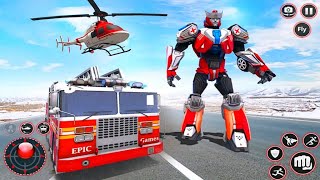 Rescue Robot Transform Game 2021 - FireTruck Helicopter Robot - Android Gameplay screenshot 5