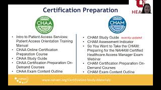 Overview of CHAA and CHAM Certification Process