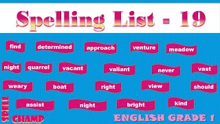 English Grade 1 Spelling List 19
