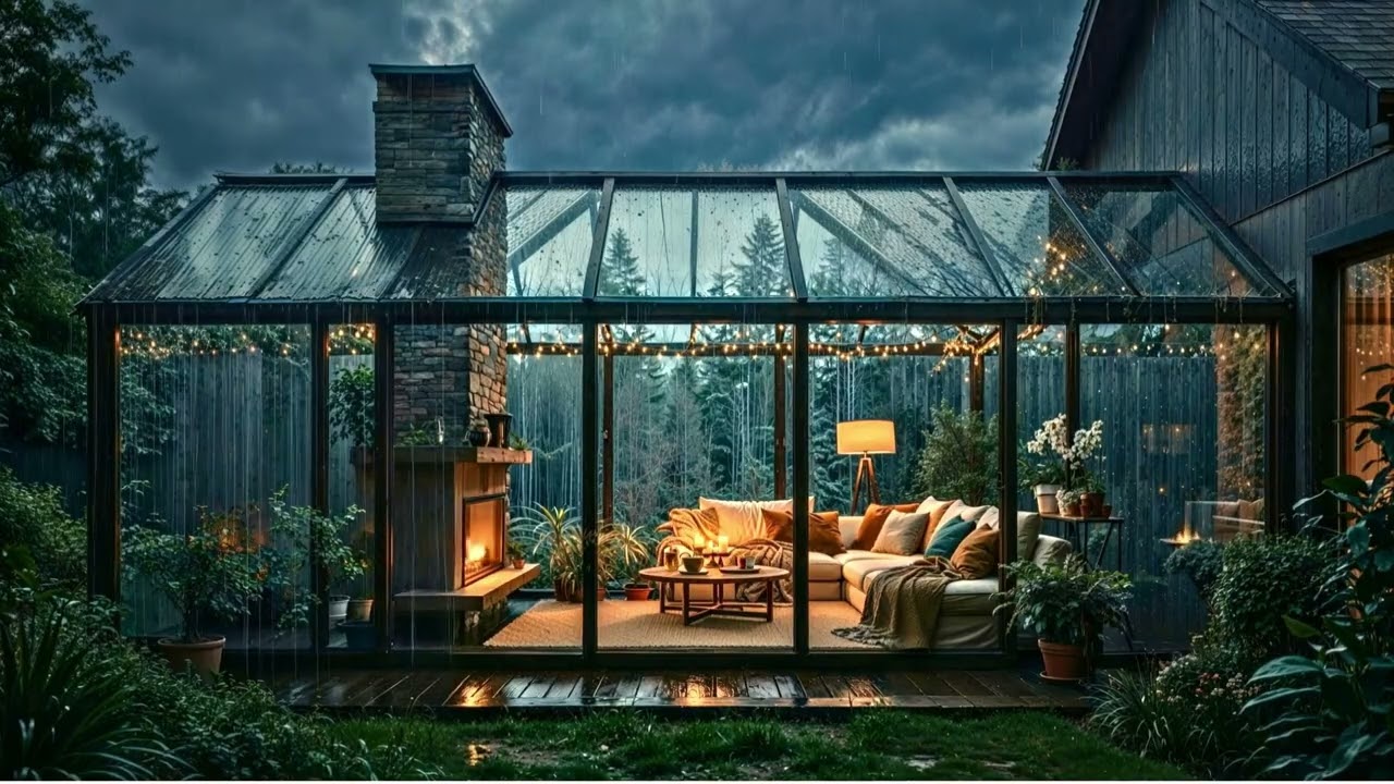 Rain Sounds in a Cozy Forest Glass House 🌧️🌲 | No Music, Productivity Ambience