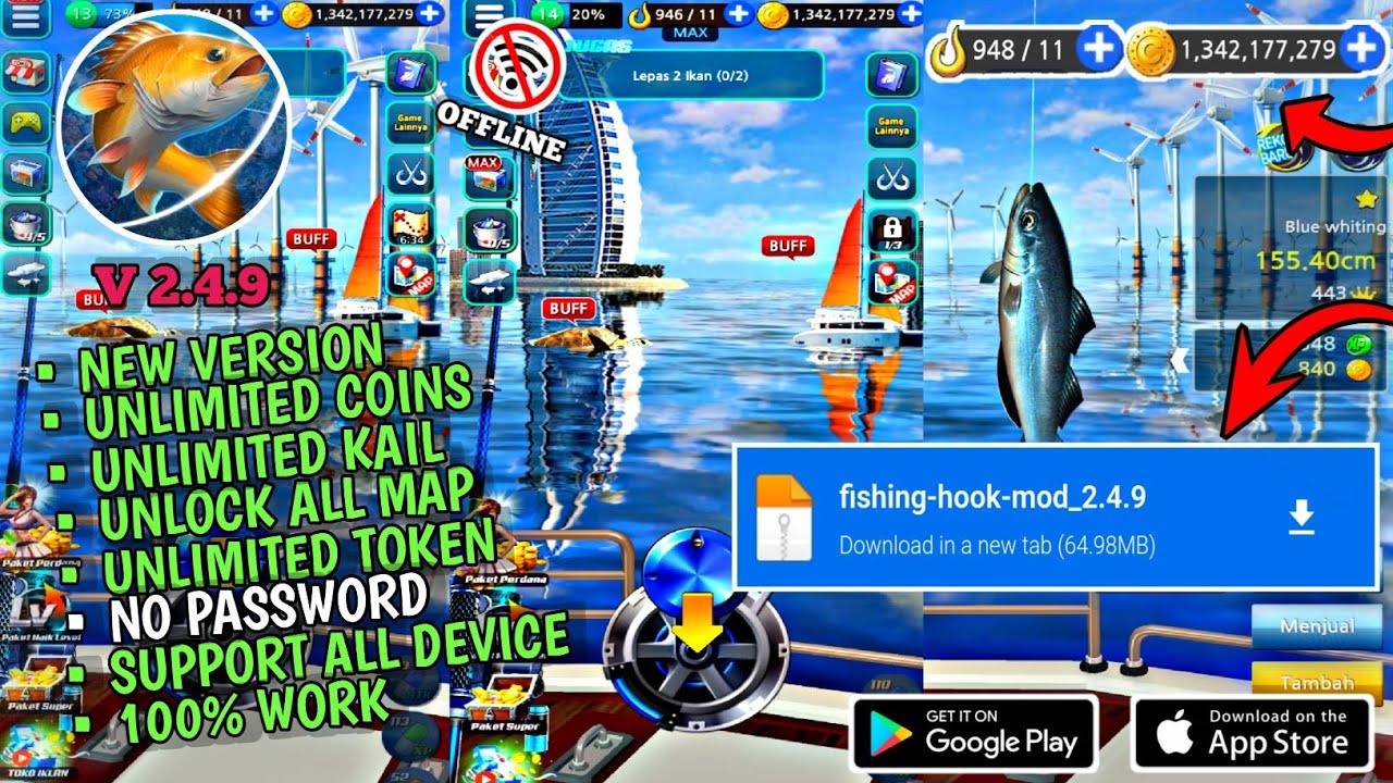 FISHING HOOK MOD APK UNLIMITED COINS & KAIL V. 2.4.9 TERBARU NO PASSWORD YouTube
