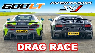 Lamborghini Aventador SVJ v McLaren 600LT: DRAG RACE