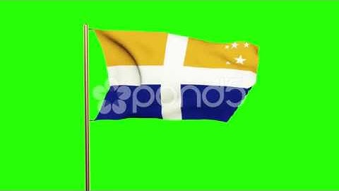 Isles Of Scilly Flag Waving In The Wind. Green Screen, Alpha Matte. Loopable