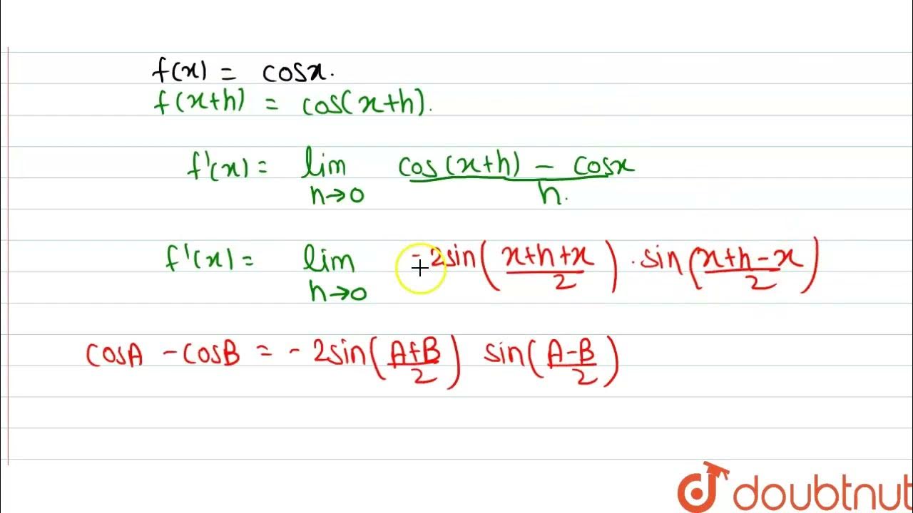 Find thederivative of cos x from first principle. CLASS 11 LIMITS