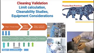 Cleaning Validation Limit calculation, Cleanability Studies, Equipment Considerations