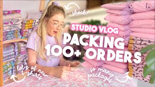 STUDIO VLOG | Packing over 100 Orders!? DTF Transfers and Designing new Enamel Pins