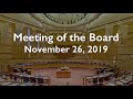 Meeting of the Board - November 26, 2019