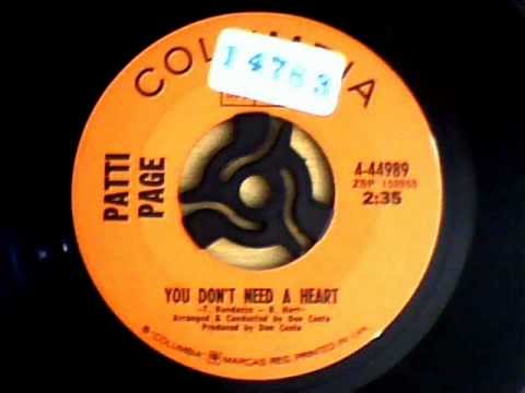米7” Patti Page Boy From The Country / You Dont Need A Heart 444989 Columbia /00080 Patti Page - Boy From The Country / You Don't Need A Heart