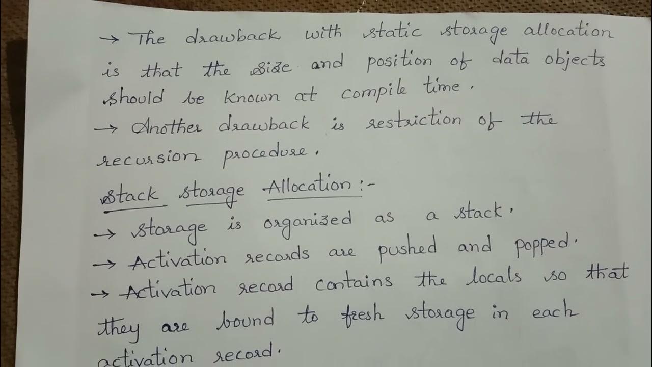 Storage Allocation - Compiler Design - YouTube