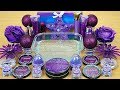 Purple Glitter Slime | Season Glitter | Mixing makeup and glitter into Clear Slime