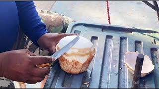 Some unique way of cutting coconut - Patong beach 2021-Thailand street food  - सड़क का खाना |