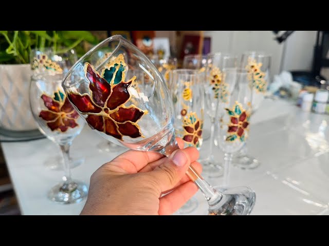 Glass painting تعليم الرسم على الأواني والكاسات الزجاجية