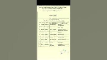 DAV Class 8 & 11 Datesheet 2023-24 #dav