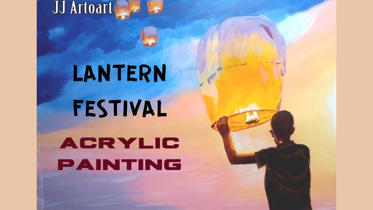 How to Draw Sky Lantern / Acrylic painting for beginners YouTube