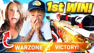 🤯7 Year Old Carries his Mom to her FIRST WARZONE WIN!!!
