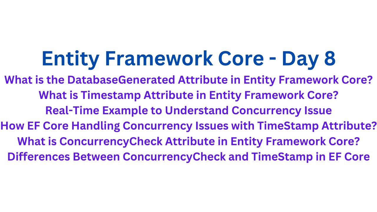 DatabaseGenerated, Timestamp, and ConcurrencyCheck Attribute - EF Core Day 8