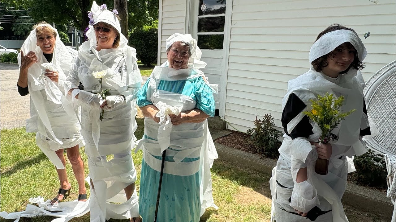 Toilet paper wedding dress competition at my bridal shower!! #bridalshower  #party #games #vlog og