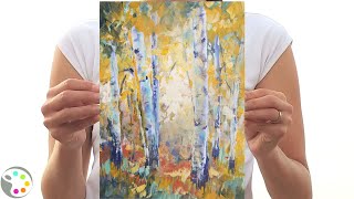 How to Paint with Acrylics | Autumn Aspen Tree Painting Tutorial