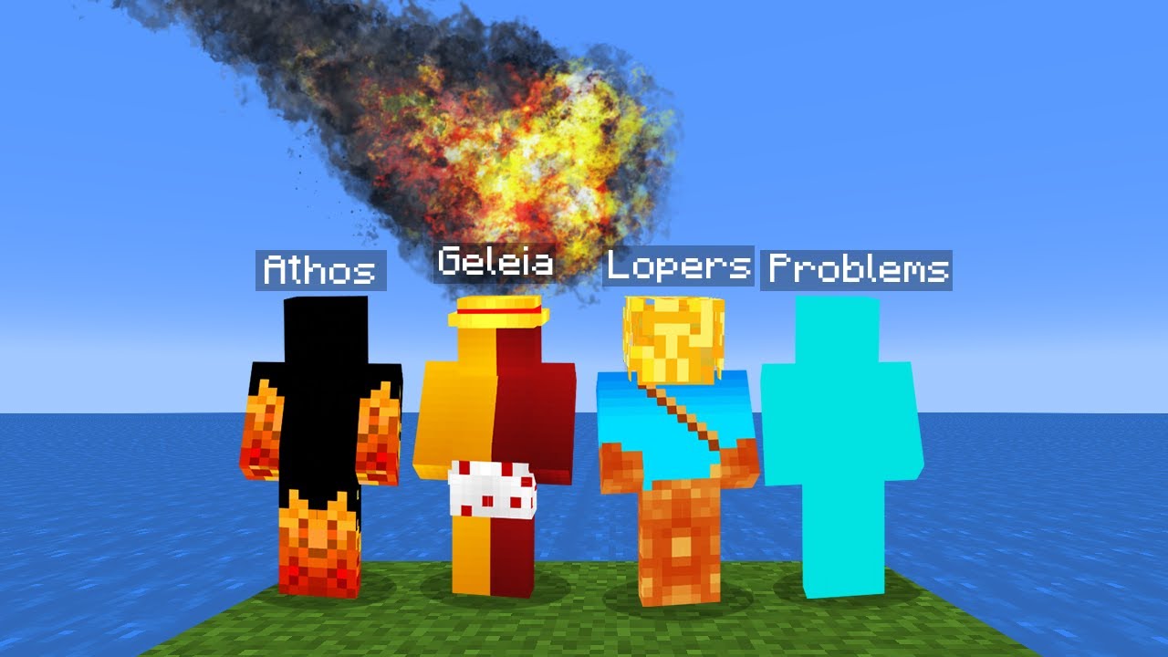 MINECRAFT TENTA MATAR GELEIA, PROBLEMS, LOPERS E ATHOS 