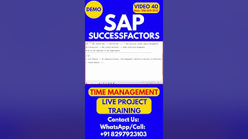 SAP SuccessFactors Time Management Training Online Class 40 19th Aug 2025 #sapsuccessfactorstraining