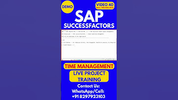 SAP SuccessFactors Time Management Training Online Class 40 19th Aug 2025 #sapsuccessfactorstraining