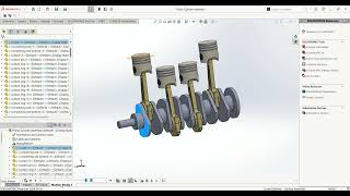 Mechanical Assembly in SOLIDWORKS  | 4 Cylinder Engine Working Animation screenshot 5