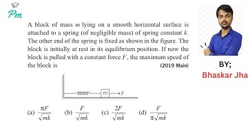 A block of mass m lying on a smooth horizontal surface is attached to a spring (of negligible mass)