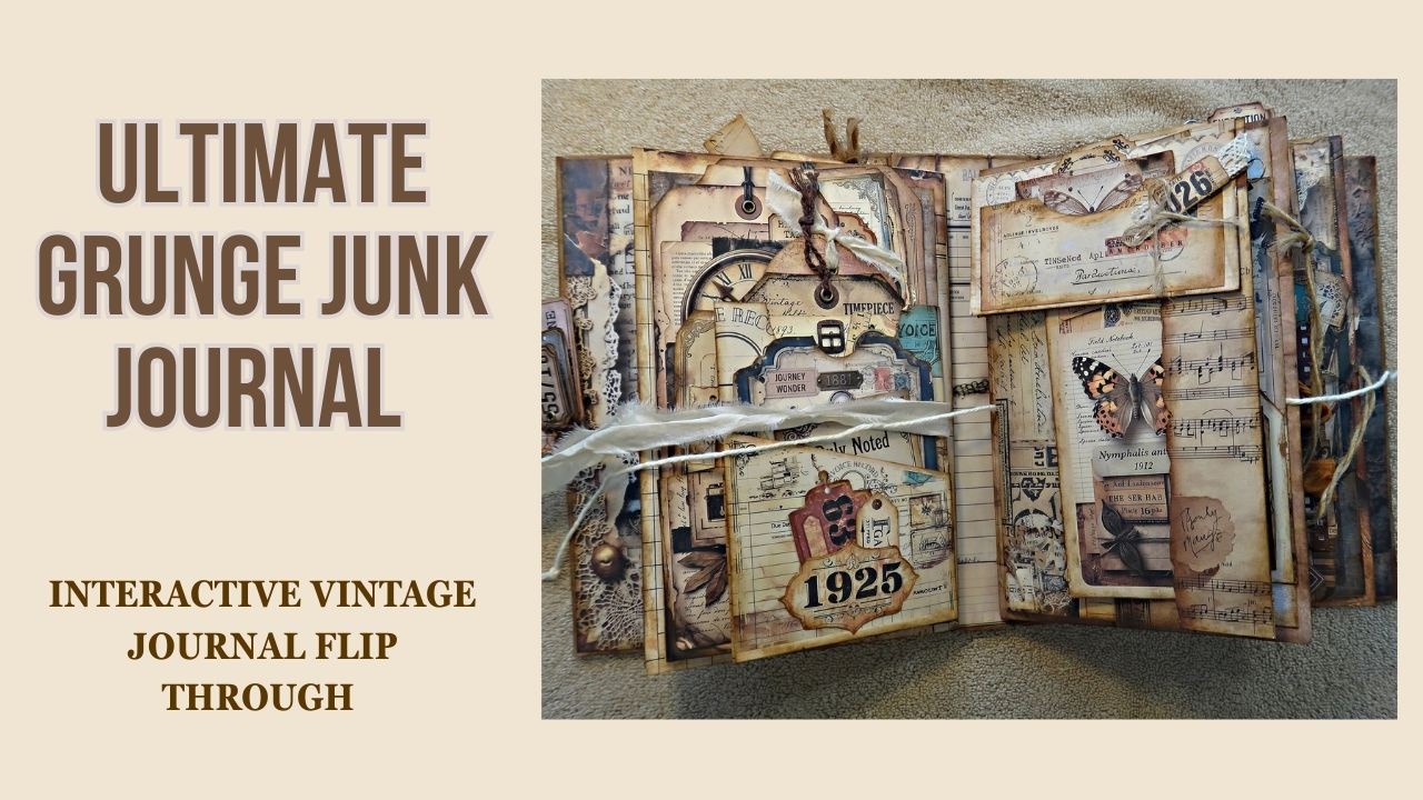 junkjournal♡old fabric and laceジャンクジャーナル Ultimate Grunge Junk Journal | Interactive Vintage Journal Flip