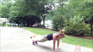 Demonstration of Plank Jack to Frog Hop