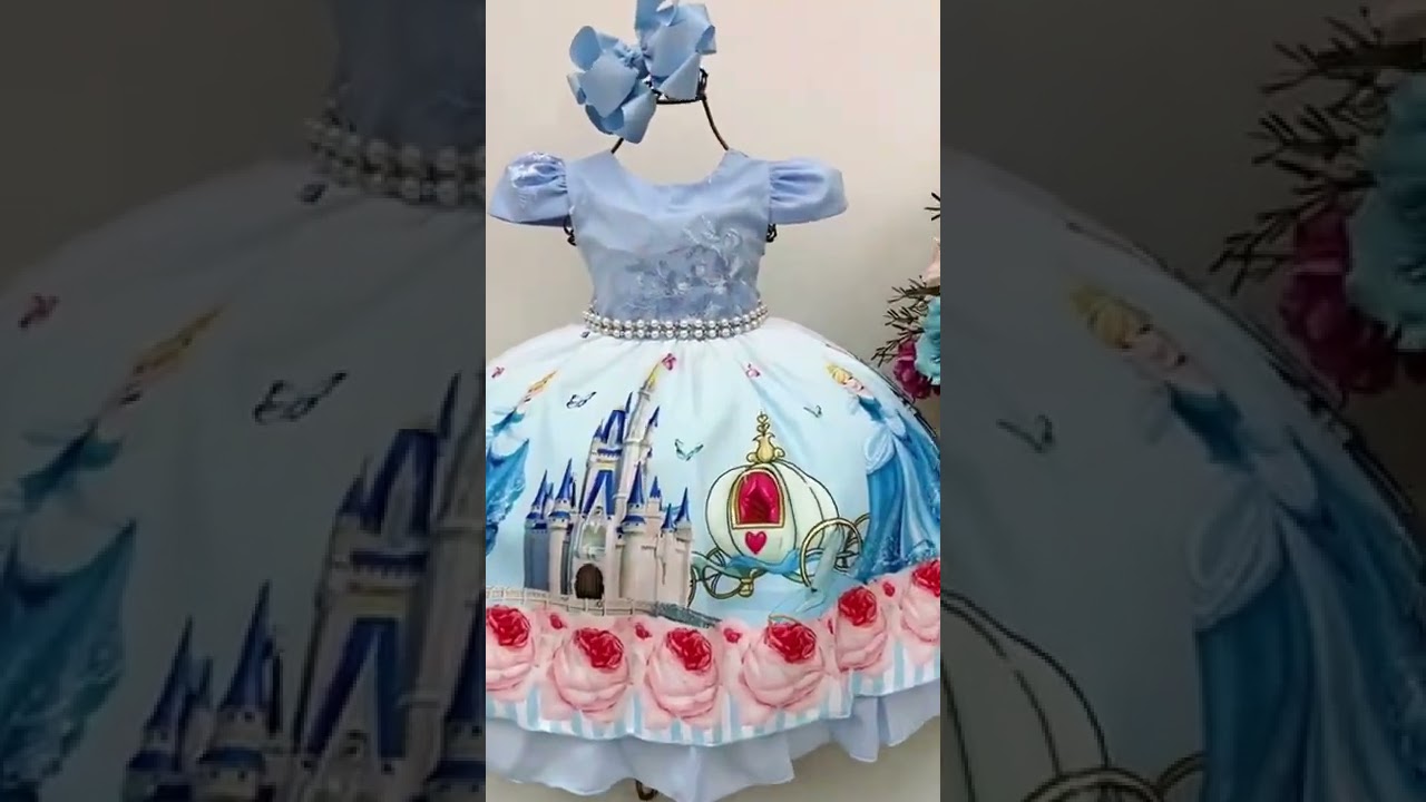 Vestido Infantil Cinderela Princesa Azul C/ Renda e Pérolas - Rosa Charmosa  Atacado