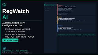 RegWatchAI by Regovix — Australian Regulatory Monitoring | Live Demo