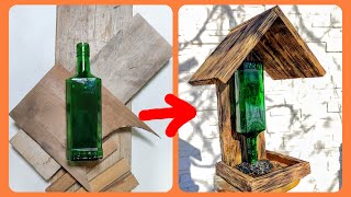 BIRD FEEDER out of a BOTTLE and FIREWOOD + Bird Feeder CAMERA