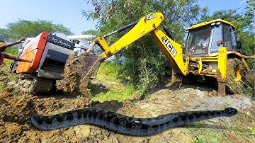 New Jcb Backhoe Rescue Harvest Badly Stuck In Mud | Jcb Video | Stuck In Mud Tractor Jcb 
