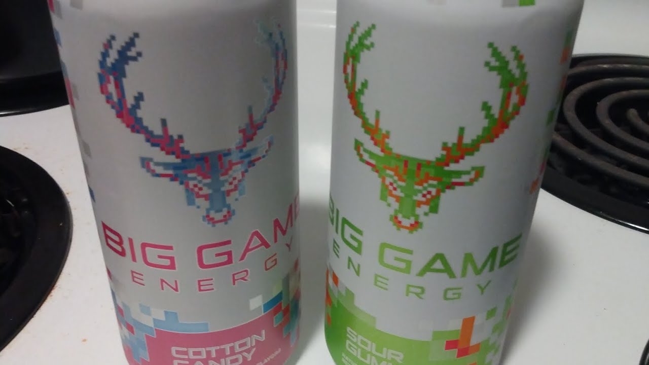 BIG GAME ENERGY DRINK Review Sour Gummi and Cotton Candy flavors