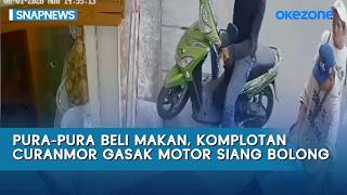 Caught on Camera! Pretending to Buy Food, a Gang of Motorcycle Thieves Steals a Motorcycle in Bro...