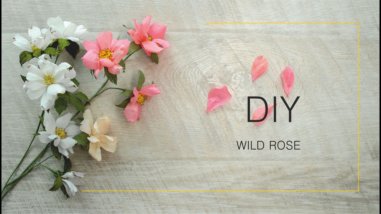 How to make WILD ROSE BRANCH from crepe paper YouTube