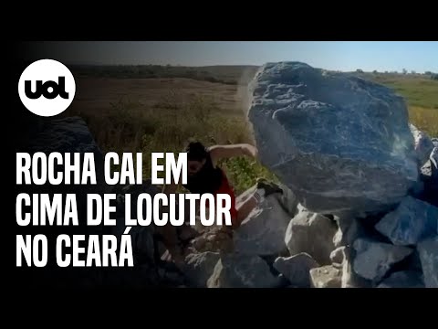 Locutor publica vídeo que mostra momento em que rocha cai sobre ele no Ceará; veja