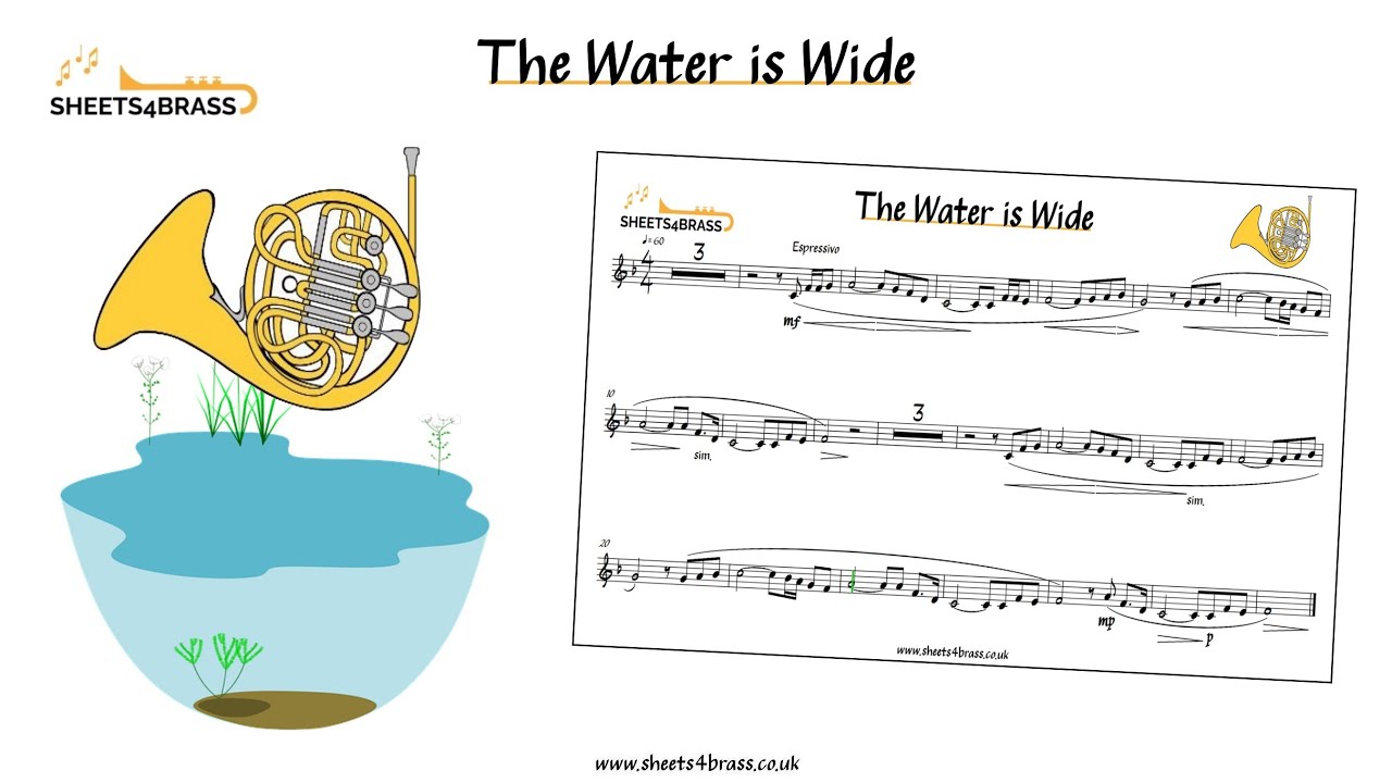 The Water is Wide French Horn Play Along with Sheet Music YouTube