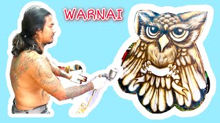 NGECAT LAYANGAN BURUNG HANTU. LAYANGAN CELEPUK, bali’s traditional kite airbrush.