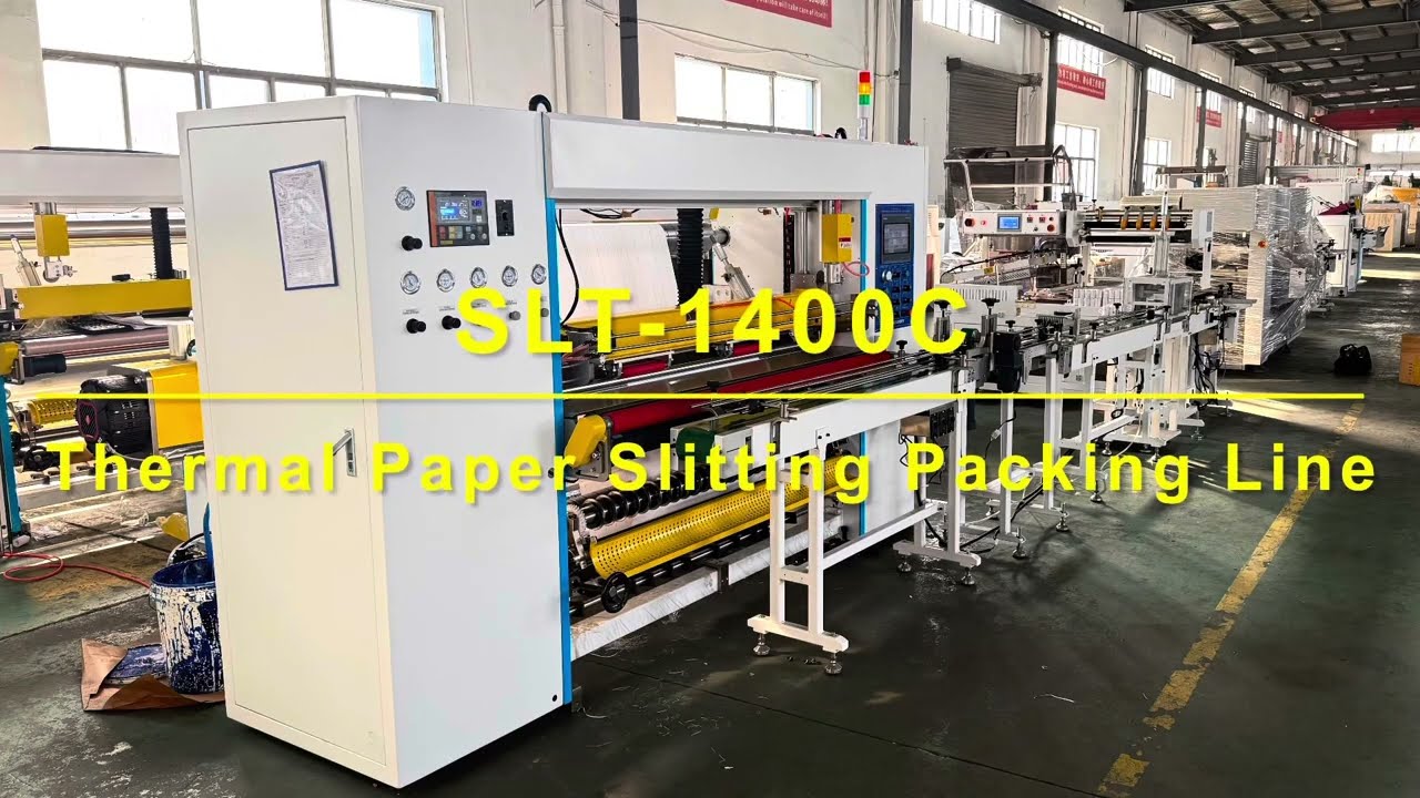 Thermal Paper Roll Slitting and Packing Line with 1 color Printer 