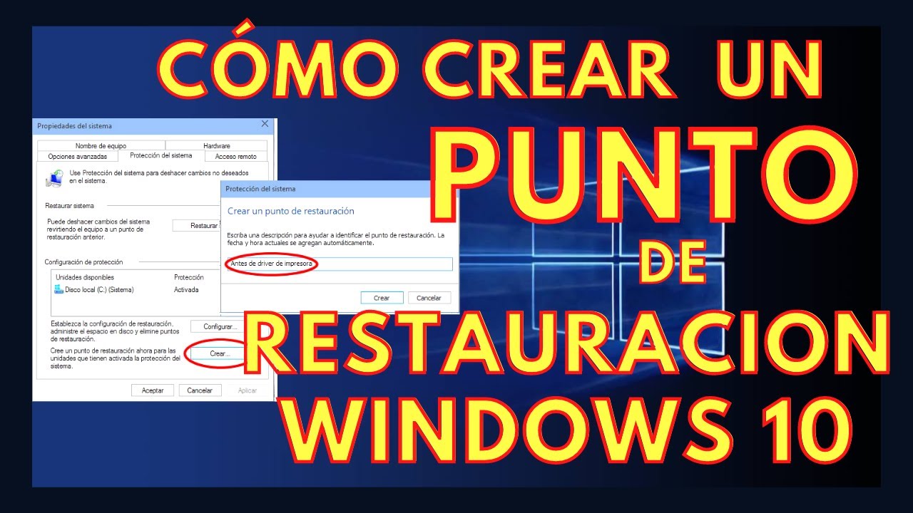 Como CREAR un PUNTO de RESTAURACION en WINDOWS 10