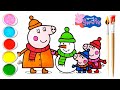 Let's Coloring Peppa Pig and Family - Peppa Pig Coloring Pages