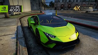 GTA V Ultra Realistic Graphics Mod Lamborghini Huracan Tecnica 2023 Steering wheel Drive | RTX 4090