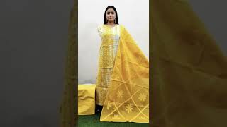 Applique work Unstitched Fabric Tie N Dye Cotton with organdy Cotton Best Qualit