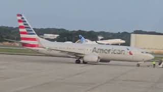 United E175 taking off from Greensboro to Newark