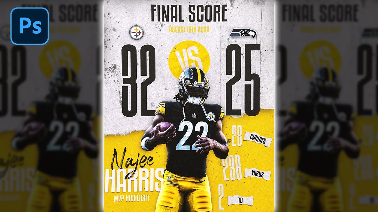 NFL Final Score Design Tutorial - Adobe Photoshop 2022