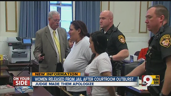 Women jailed after courtroom outburst apologize, r...