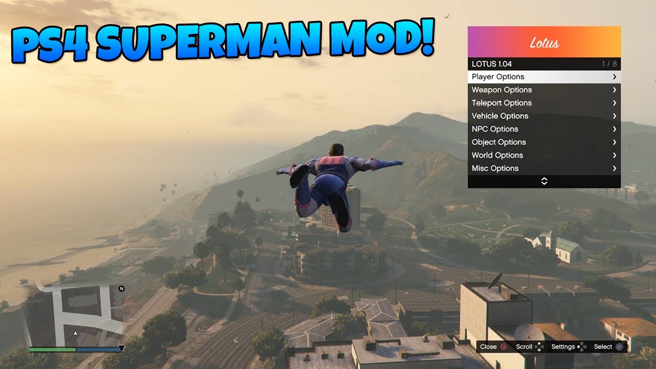 PLAYING AS SUPERMAN WITH PS4 MOD MENU! (GTA5 STORY MODE PS4 MOD MENU FUN) 