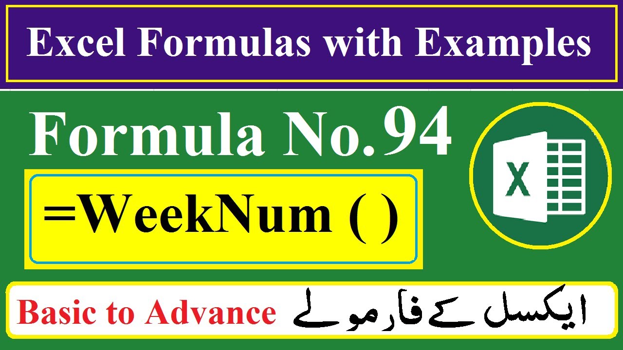 Excel Formula WEEKNUM Function - YouTube