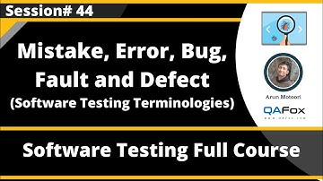 Mistake, Error, Bug, Fault and Defect (Session 44 - Software Testing Terminologies)